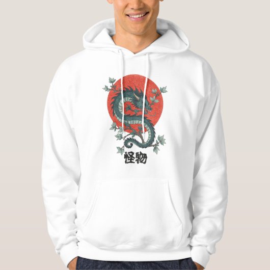 Mythisch beest stijgt op onder rode zon hoodie (Voorkant)