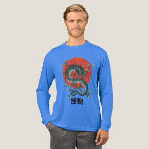 Mythisch beest stijgt op onder rode zon Tri-Blend shirt