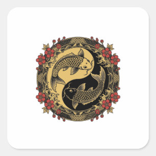 Mythisch Chinees Keizerlijk Draak Reliëf Rond Orna Vierkante Sticker