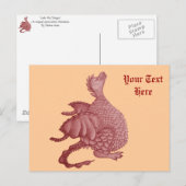 mythisch fantasiekertje schattige rode draak briefkaart (Voorkant / Achterkant)