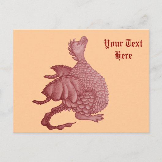 mythisch fantasiekertje schattige rode draak briefkaart (Voorkant)