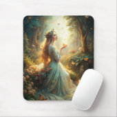 Mythisch meisje in het bos muismat (Met muis)