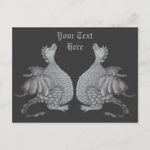 mythisch schepsel schattige kleine grijze draak briefkaart