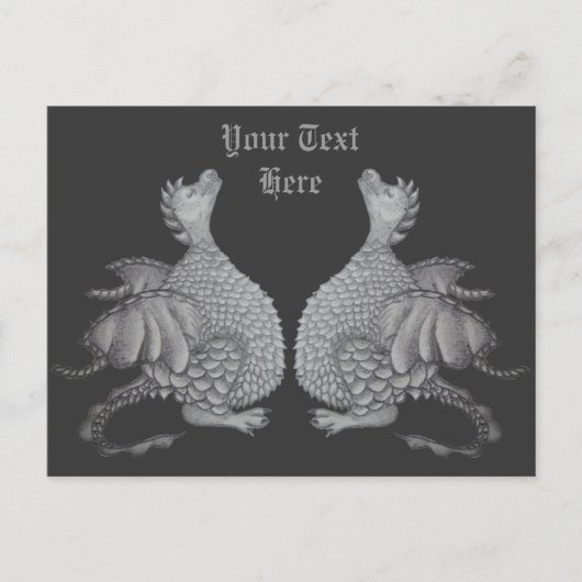 mythisch schepsel schattige kleine grijze draak briefkaart (Voorkant)