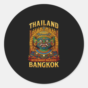 Mythisch Thaise Demon Ngkok Vuur Masker Kunst Souv Ronde Sticker
