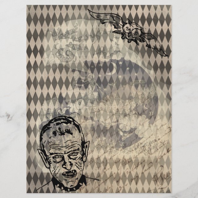 Mythisch Uil Halloween Ephemera Papier pagina Nr.  (Voorkant)