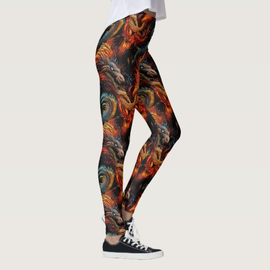 Mythisch Vuur Draak Patroon Leggings (Rechts)