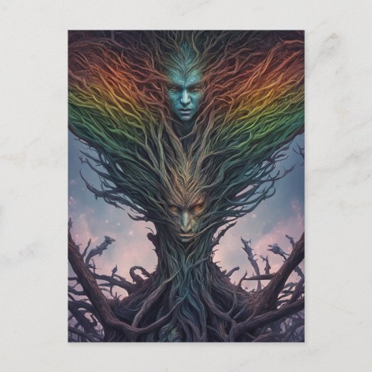 Mythisch wezen bewaker van diep bos briefkaart (Voorkant)
