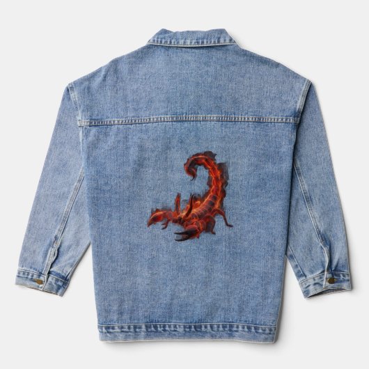 Mythisch Wezen Vuur Schorpioen Fantasie Kunst Denim Jacket (Achterkant)