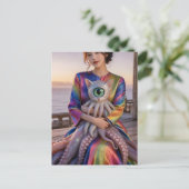 Mythisch zeedier kat octopus briefkaart (Staand voorkant)