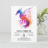 Mythische afdrukbare Kinder drakenverjaardag Kaart (Staand voorkant)