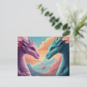 *~* Mythische AP48 FOTO Uitnodiging Draak Koppel L (Staand voorkant)