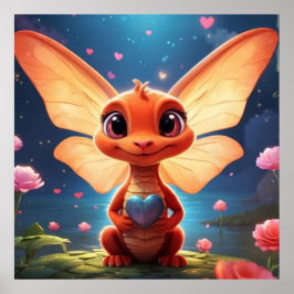 *~* Mythische AP48 Schattige Babydraak Liefde Poster