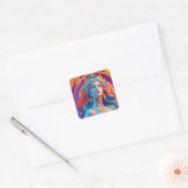 Mythische Aphrodite Portret Vierkante Sticker (Envelop)