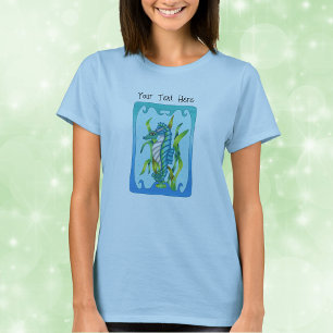 Mythische Aqua Blue Zee Dragon Wavy Blue Lijst T-shirt