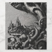 Mythische architectuur en Twisting Vines kunstwerk Wijn Etiket (Enkel label)