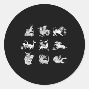 Mythische beesten ronde sticker