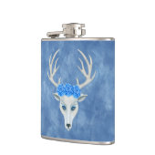 Mythische blanke Der Head Antlers zien blauwe roze Heupfles (Links)