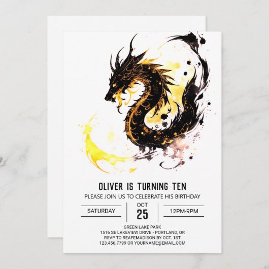 Mythische brullende leuke draak verjaardag kaart (Voorkant / Achterkant)