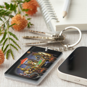 Mythische creaties die poker spelen sleutelhanger