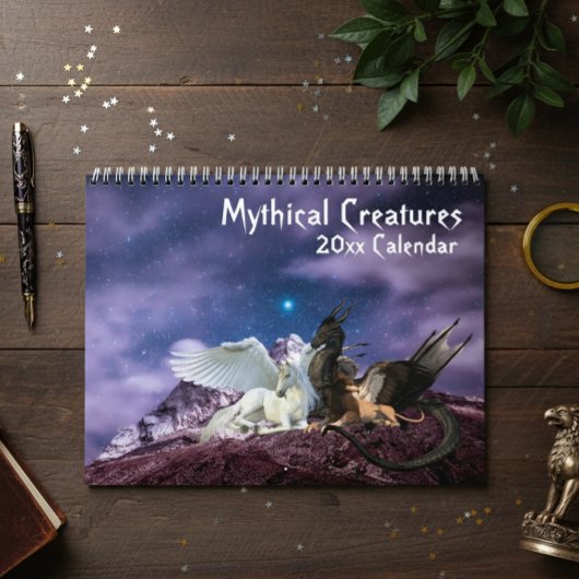 Mythische creaties Fantasy Unicorn Dragon Mermaid Kalender