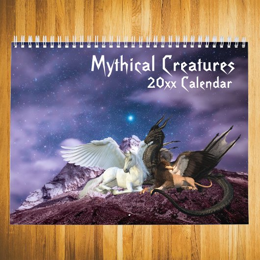Mythische creaties Fantasy Unicorn Dragon Mermaid Kalender