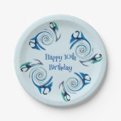 Mythische dier blauwe draken leeftijd verjaardag papieren bordje (Voorkant)