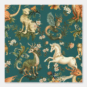 Mythische Dieren Boswezens Teal Behang (Voorkant)