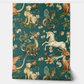 Mythische Dieren Boswezens Teal Behang (Afrollen)