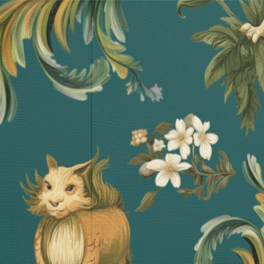 Mythische Dieren Boswezens Teal Behang (Zoom)