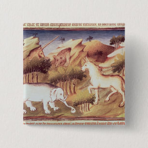 Mythische dieren in de wildernis vierkante button 5,1 cm