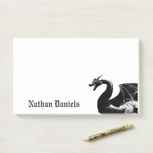 Mythische draak gepersonaliseerd post-it® notes (Op bureau)