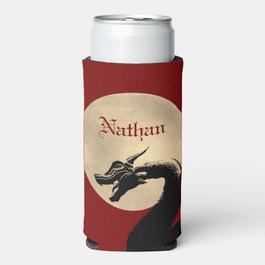 Mythische draak gepersonaliseerd seltzer blikjeskoeler (Seltzer Voorkant)