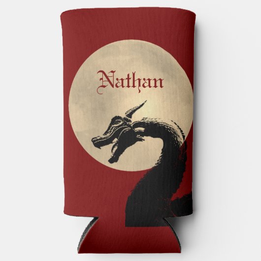 Mythische draak gepersonaliseerd seltzer blikjeskoeler (Voorkant)