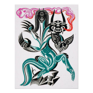 Mythische draak met 3 koppen perfect poster
