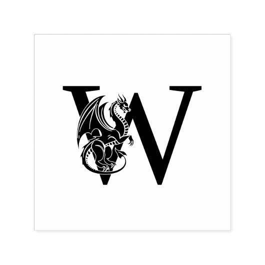 Mythische Draak Over Enkel Vet Initial Monogram Zelfinktende Stempel (Design)