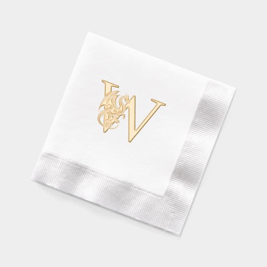 Mythische draak over enkelvoudig vet Initiaal mono Folie Servetten (Links)