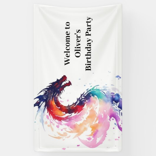 Mythische Dragon Verjaardagsbanner Spandoek (Verticaal)
