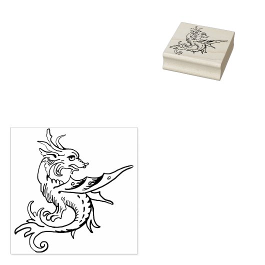 Mythische Drakenkunststempel Rubberstempel (Gestempeld)