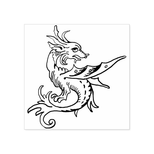 Mythische Drakenkunststempel Rubberstempel (Afrduk)