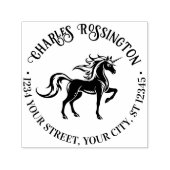 Mythische Eenhoorn Silhouet #2 Naam Retouradres Zelfinktende Stempel (Design)