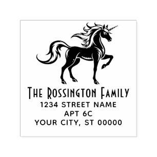 Mythische Eenhoorn Silhouet 2S Naam Retouradres Zelfinktende Stempel
