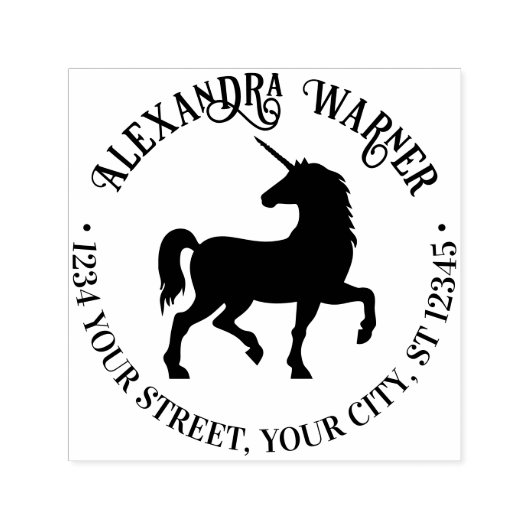 Mythische Eenhoorn Silhouet Naam Retouradres Zelfinktende Stempel (Design)
