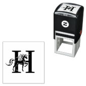 Mythische eenhoorn silhouet over enkele vetgedrukt zelfinktende stempel (In situ)