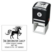 Mythische Eenhoorn Silhouette 2S Naam Retouradres Zelfinktende Stempel (In situ)