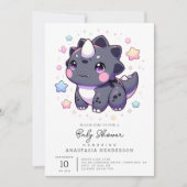 Mythische Eenvoudige Dinosaurus Baby shower Kaart (Voorkant)