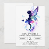 Mythische elegante fee verjaardag kaart (Voorkant / Achterkant)