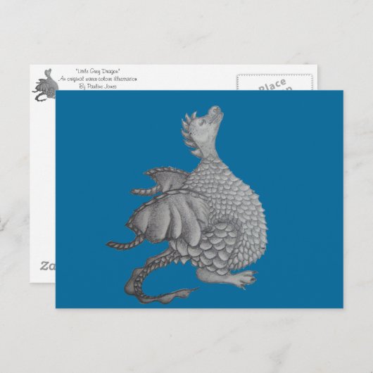 mythische en fantasievolle wezens schattige grijze briefkaart (Voorkant / Achterkant)