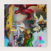 Mythische en prehistorische Pegasus, Draak, Dinosa Legpuzzel (Horizontaal)