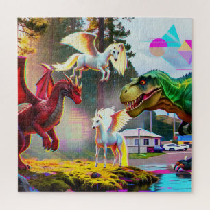 Mythische en prehistorische Pegasus, Draak, Dinosa Legpuzzel